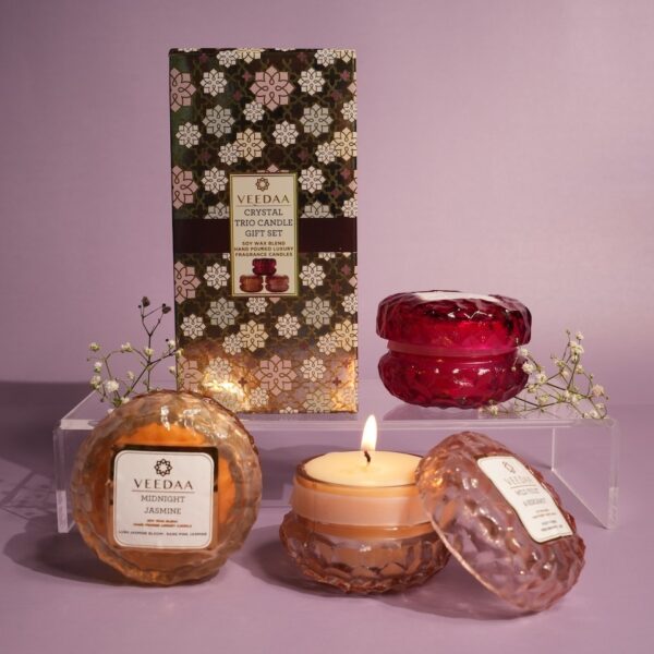 CRYSTAL GLASS CANDLE TRIO - II