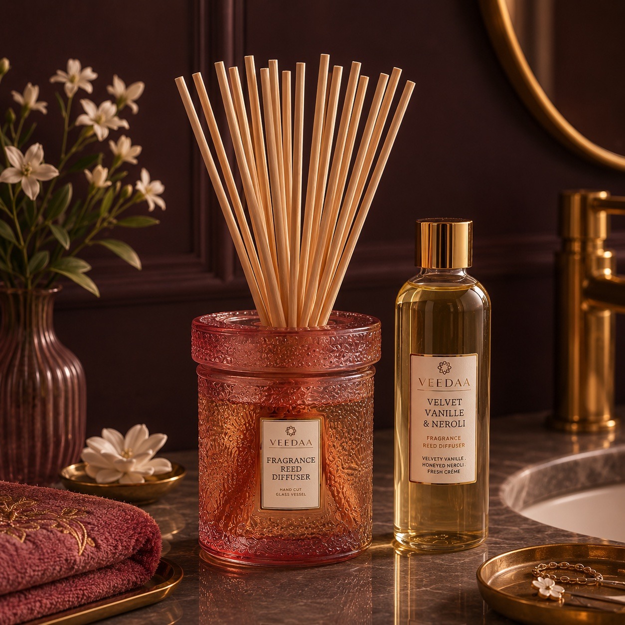 Velvet Vanille & Neroli Classic Reed Diffuser Set Image 12